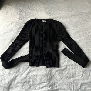 Black knit UO long sleeve, button up top!